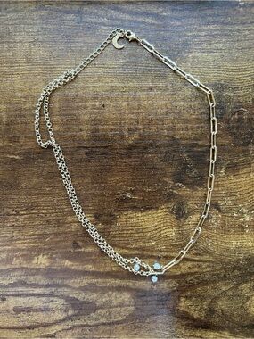 Lili Claspe Gold Tone Baby Link Choker with Pearl 16 in